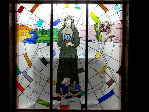 Figurative stained glass panel